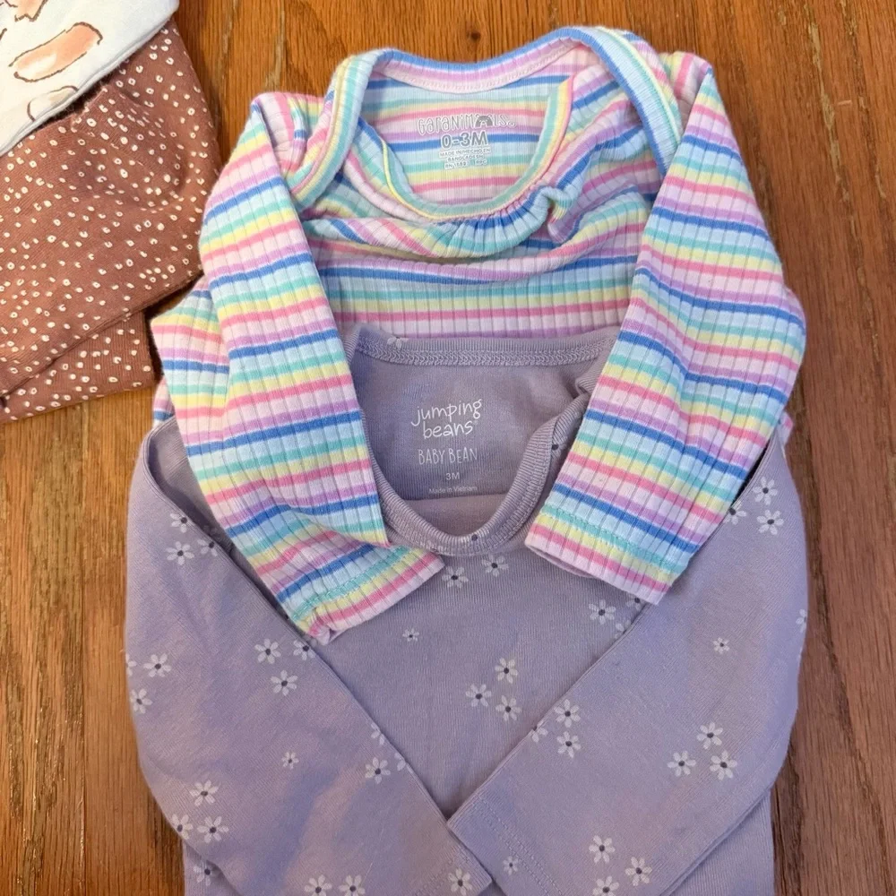 Carter's Bundle of 3 month zip up pajamas and long sleeve onesies